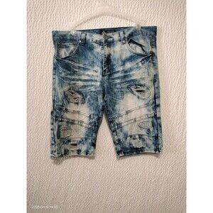 Road Narrows Men's Stonewash Jean Shorts Size 36 Light Blue Streetwear Distress